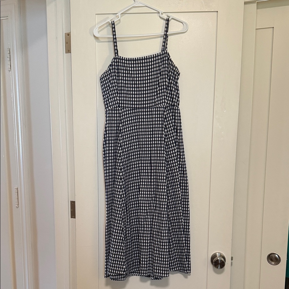 Gap Gingham Midi Dress | Size 10 | Navy & White | Smocked Bodice